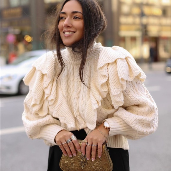 Zara | Sweaters | Zara Ruffled Cable 